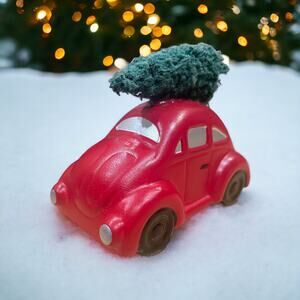 Department 56 Original Snow Village Red Car with Christmas Tree